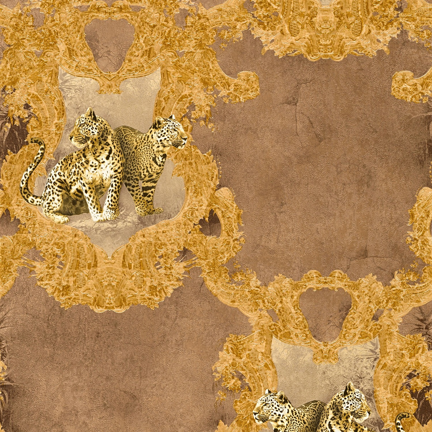 Bricoflor ausgefallene Barock Tapete Braun Gold Leoparden Vliestapete Im Ro günstig online kaufen