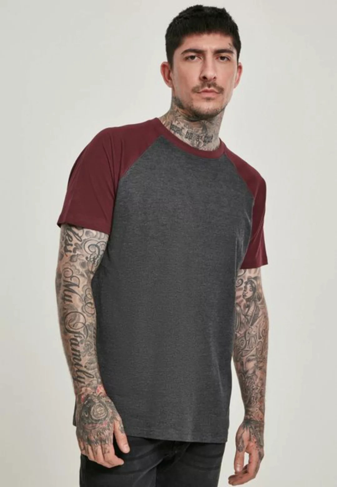 URBAN CLASSICS T-Shirt TB639 - Raglan Contrast Tee cha/burgundy 2XL günstig online kaufen