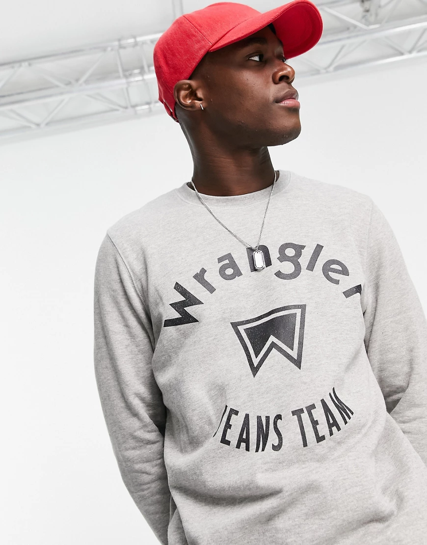 Wrangler – Sweatshirt mit Rundhalsausschnitt und Logo-Grau günstig online kaufen