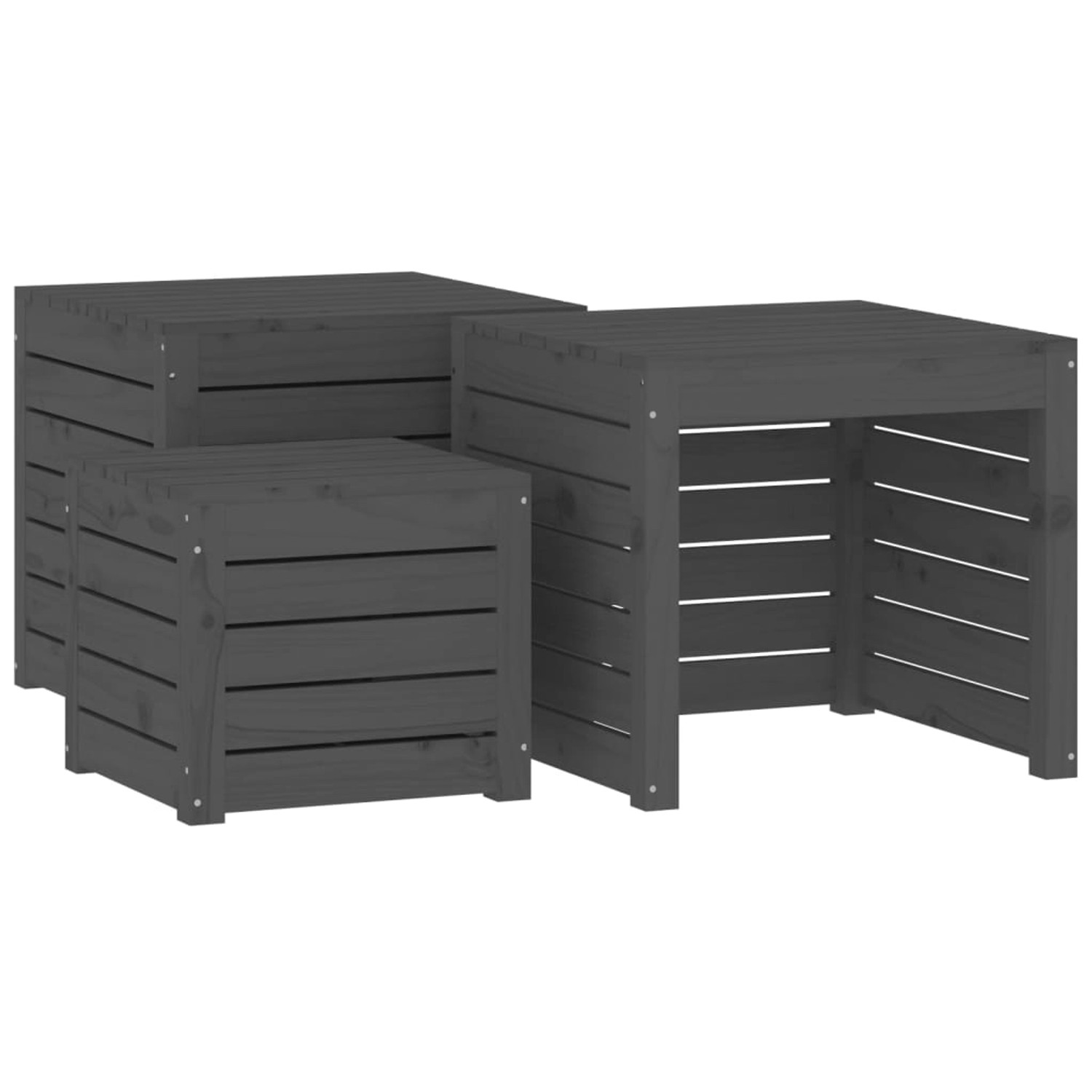 vidaXL 3-tlg. Gartenbox-Set Grau Massivholz Kiefer günstig online kaufen