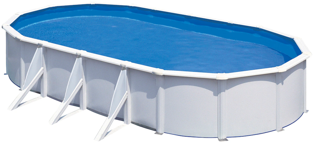 Gre Stahlwand-Pool Fidji 730 cm x 375 cm x 120 cm Oval Weiß günstig online kaufen