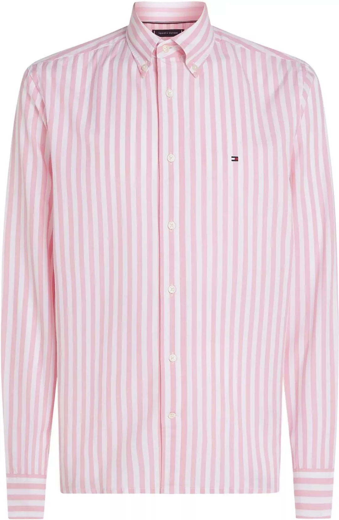 Tommy Hilfiger Poplin Hemd Streifen Rosa - Größe M günstig online kaufen