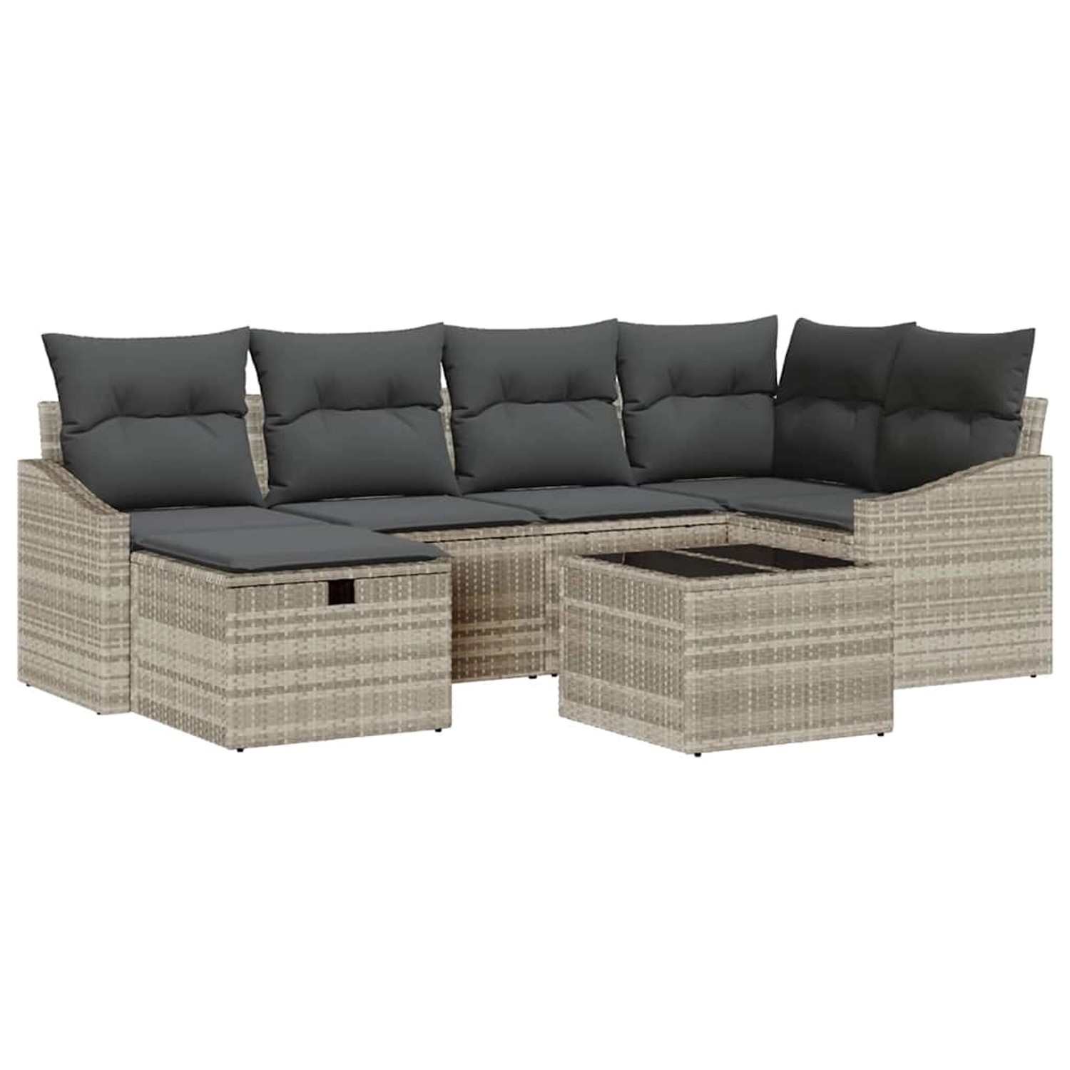 vidaXL Garten-Sofa-Set mit Kissen mit Speicher 7-Tlg Grau 3359291 günstig online kaufen