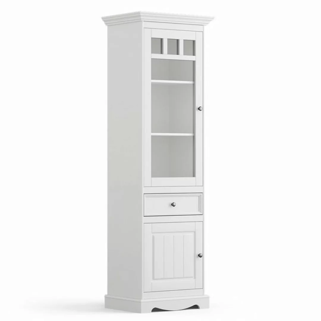 Lomadox Vitrine BORMIO-163 Massivholz, weiß, 60 cm breit günstig online kaufen