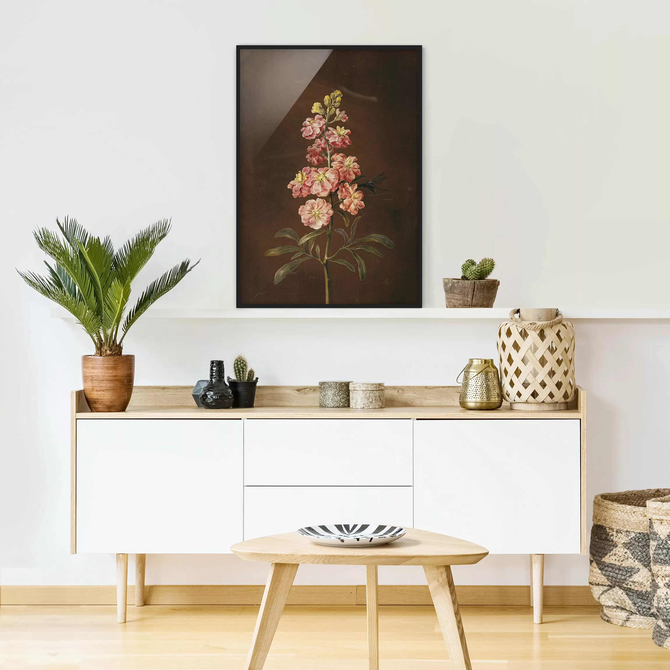 Bild mit Rahmen Blumen - Hochformat Barbara Regina Dietzsch - Eine rosa Gar günstig online kaufen