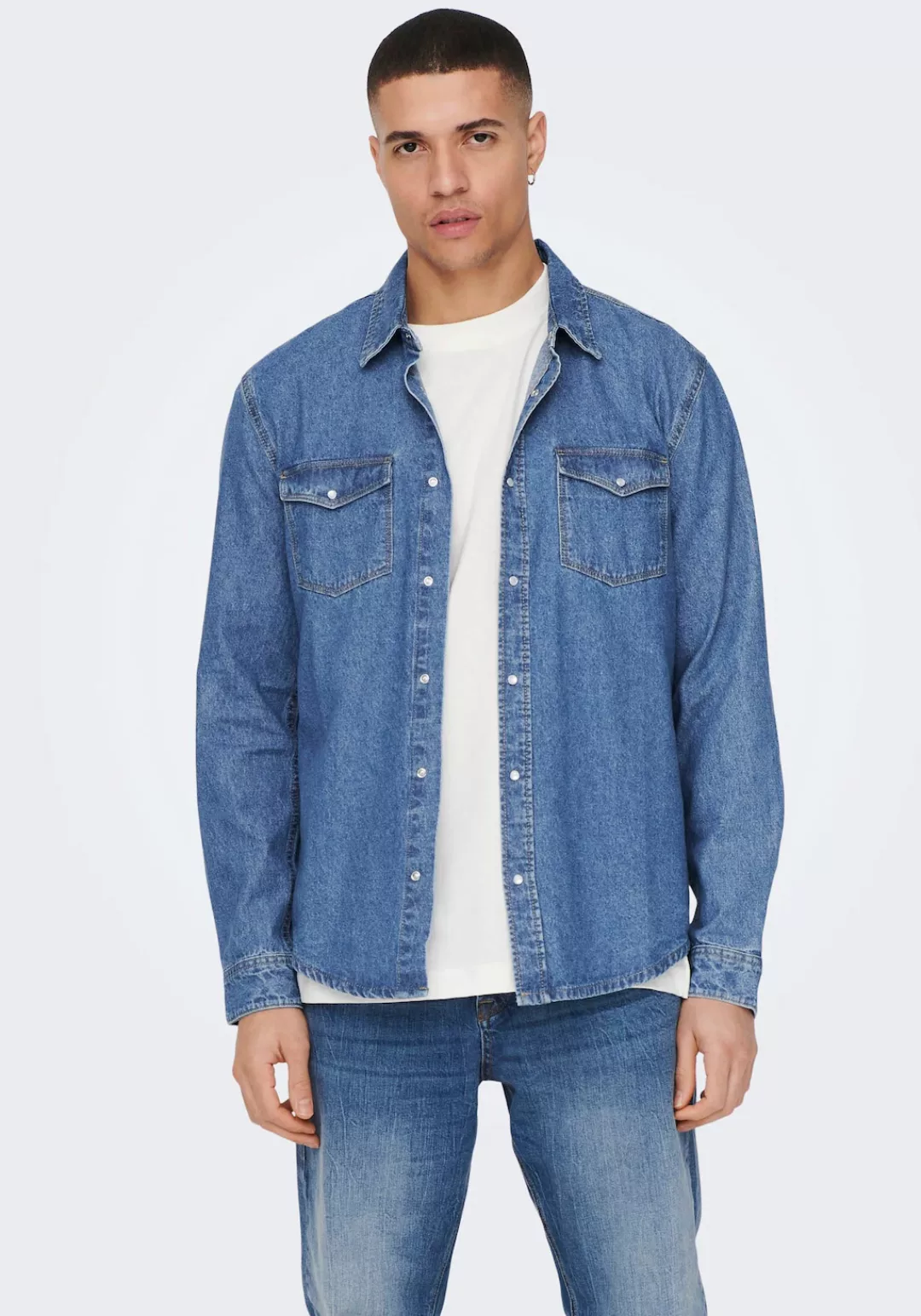 Only & Sons Herren Freizeit Hemd ONSBANE DENIM - Regular Fit günstig online kaufen