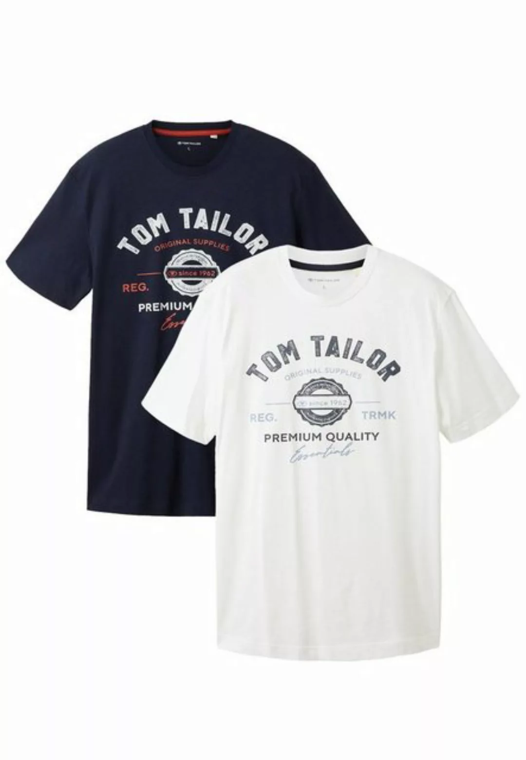 TOM TAILOR T-Shirt Logo T-Shirt 2-er Pack Kurzarm Set mit Logo Print (2-tlg günstig online kaufen