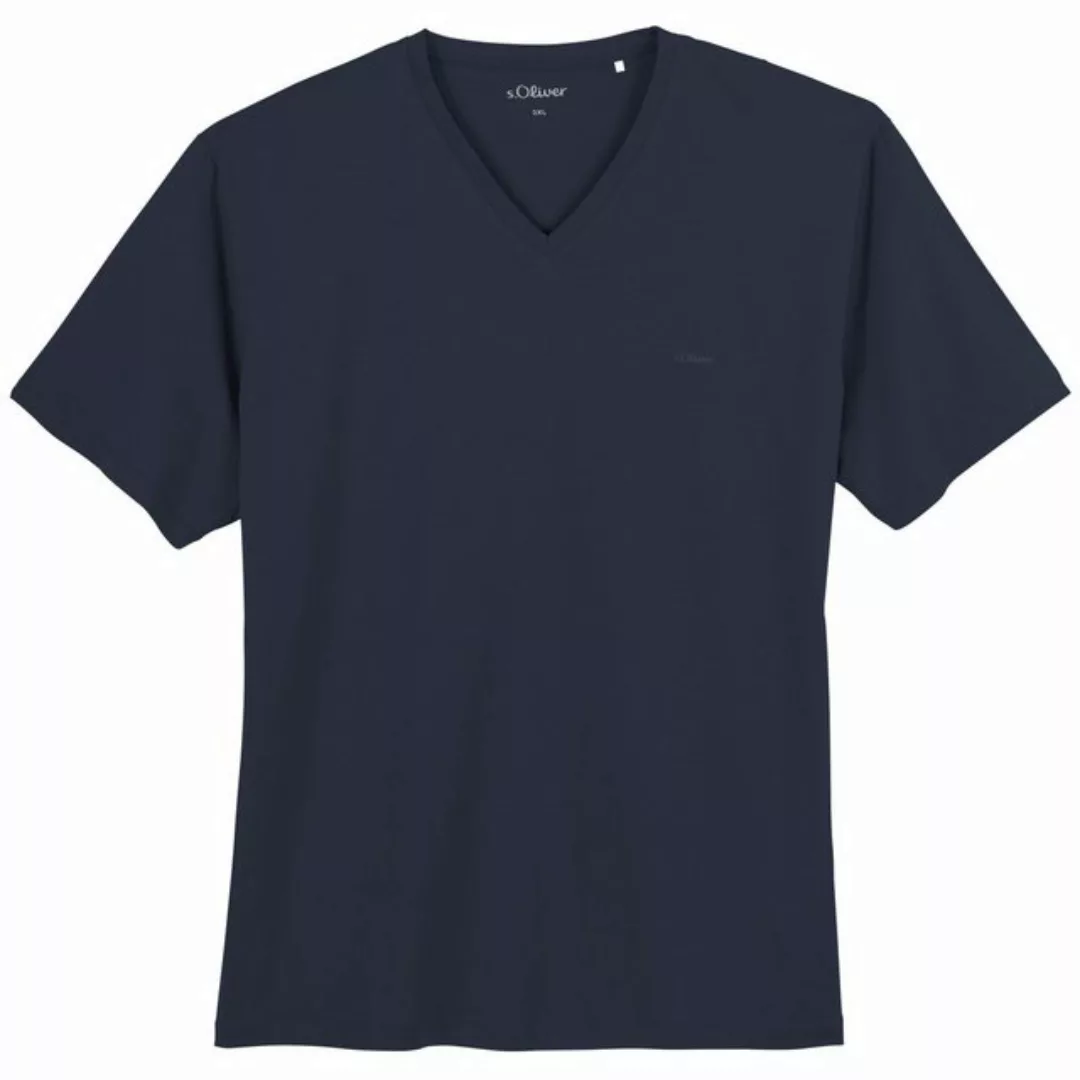 s.Oliver Rundhalsshirt s.Oliver Übergrößen Basic T-Shirt navy V-Neck günstig online kaufen