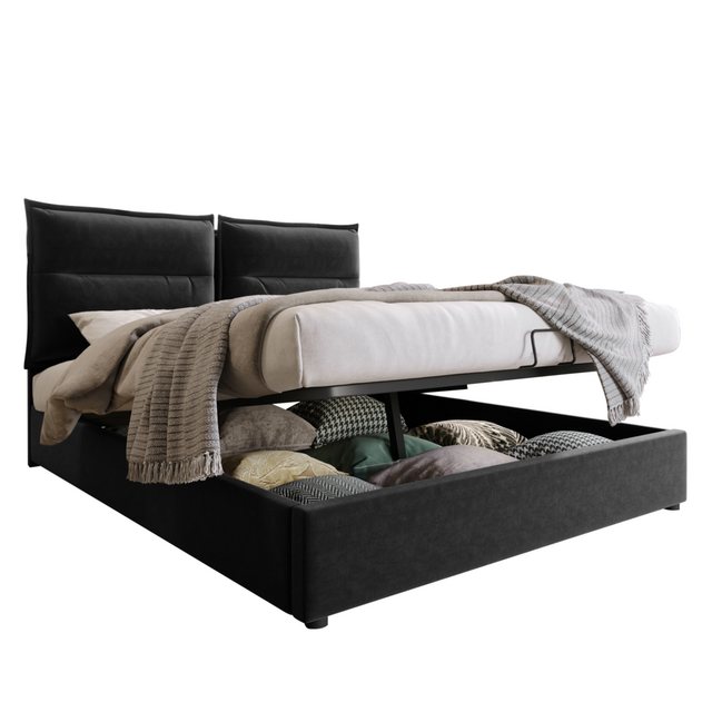 Ulife Boxspringbett Schwarz Polsterbett hydraulisch Doppelbett Funktionsbet günstig online kaufen