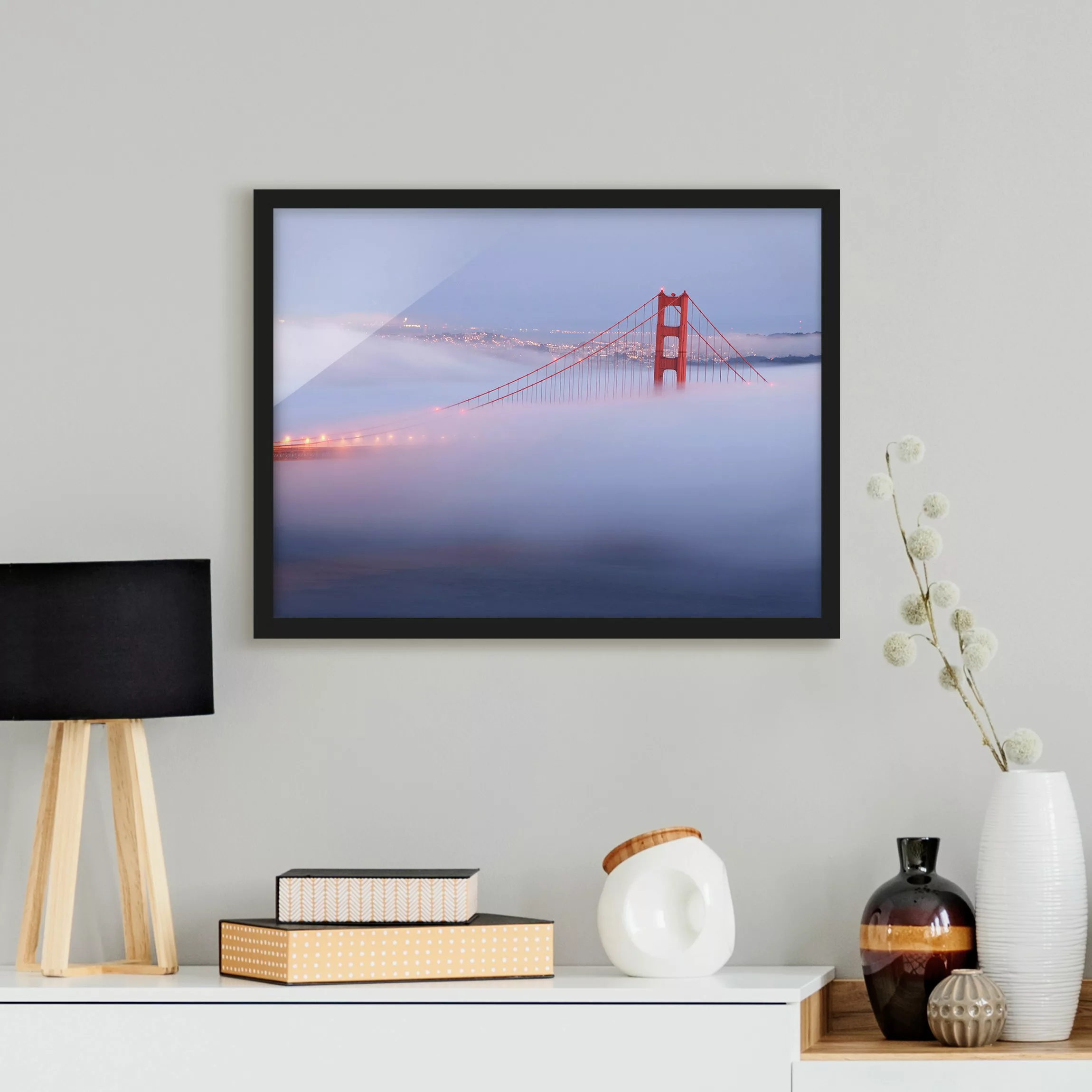 Bild mit Rahmen Architektur & Skyline - Querformat San Franciscos Golden Ga günstig online kaufen