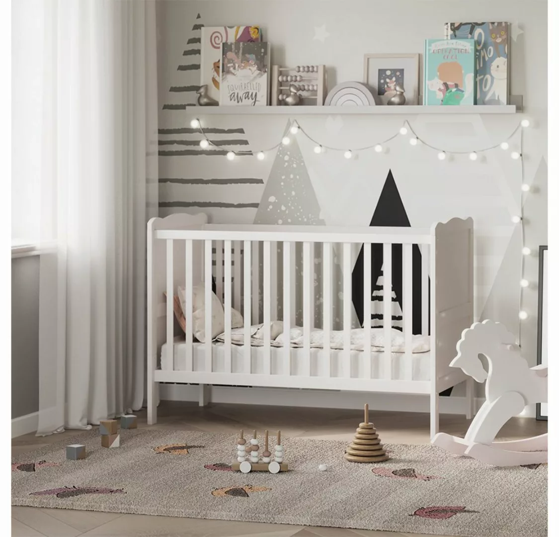 VitaliSpa® Babybett Gitterbett Kinderbett TOBI umbaubar Weiß günstig online kaufen