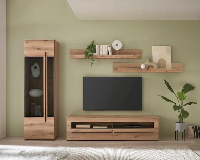 INOSIGN Wohnwand "Cantara, moderne Anbauwand, Wohnzimmer-Set, in Eiche Evok günstig online kaufen