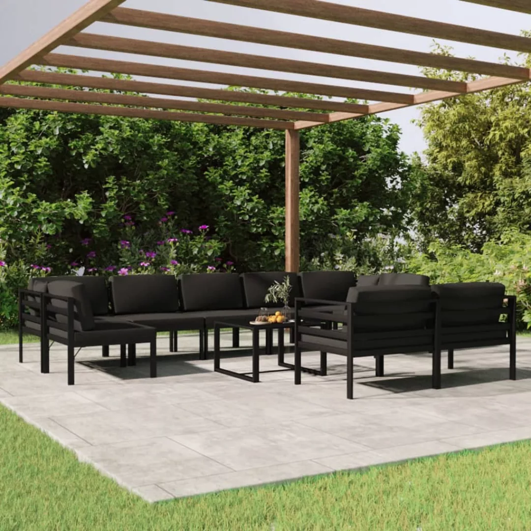 Vidaxl 10-tlg. Garten-lounge-set Mit Kissen Aluminium Anthrazit günstig online kaufen
