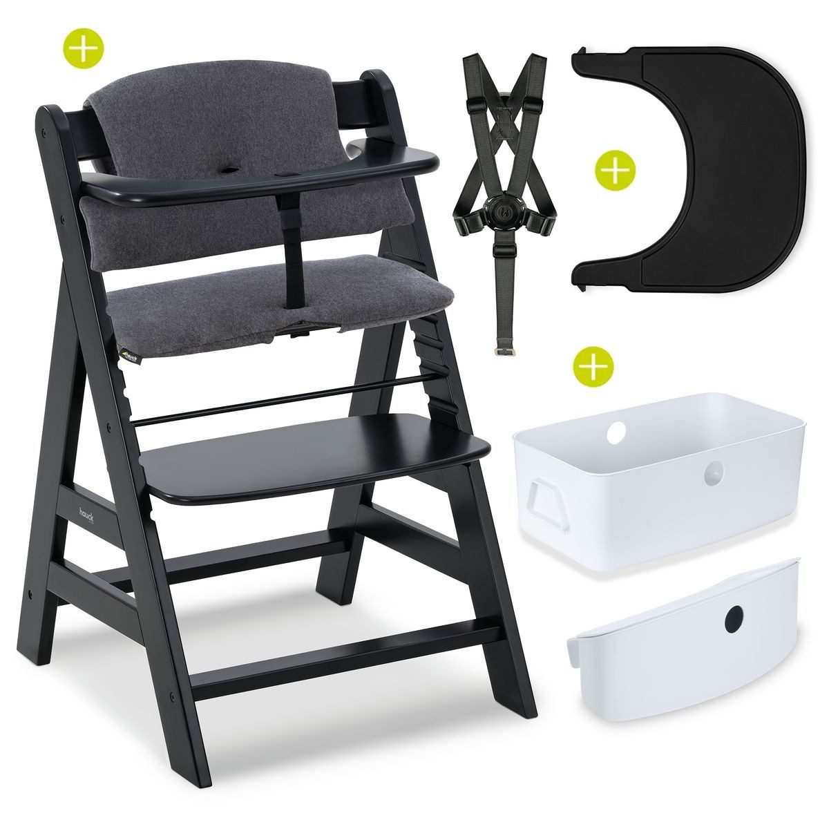 Hauck Hochstuhl Alpha Plus Black (Set), günstig online kaufen