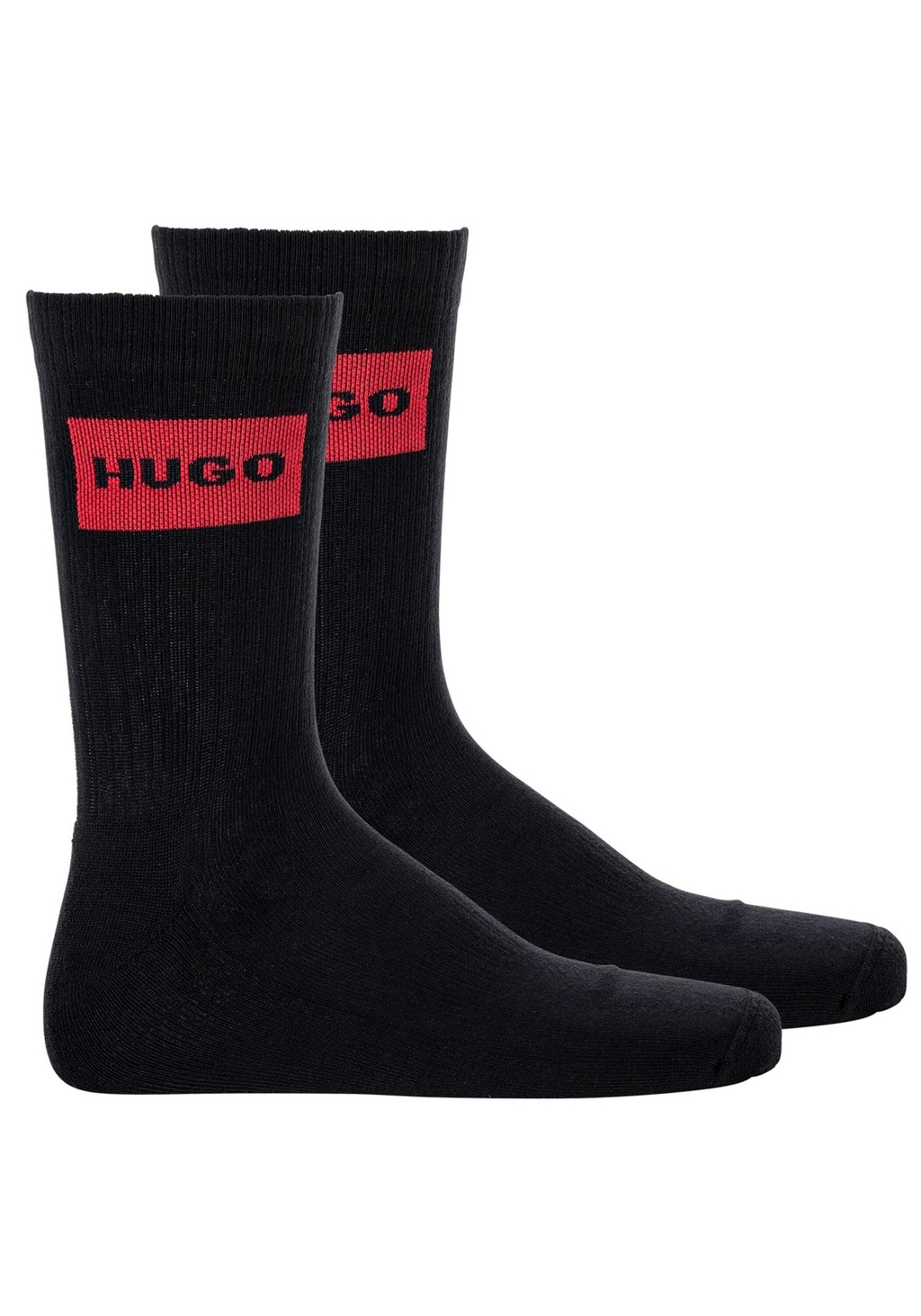 HUGO Underwear Freizeitsocken "2P QS RIB LABEL CC", (Packung, 2 Paar, 2er), günstig online kaufen