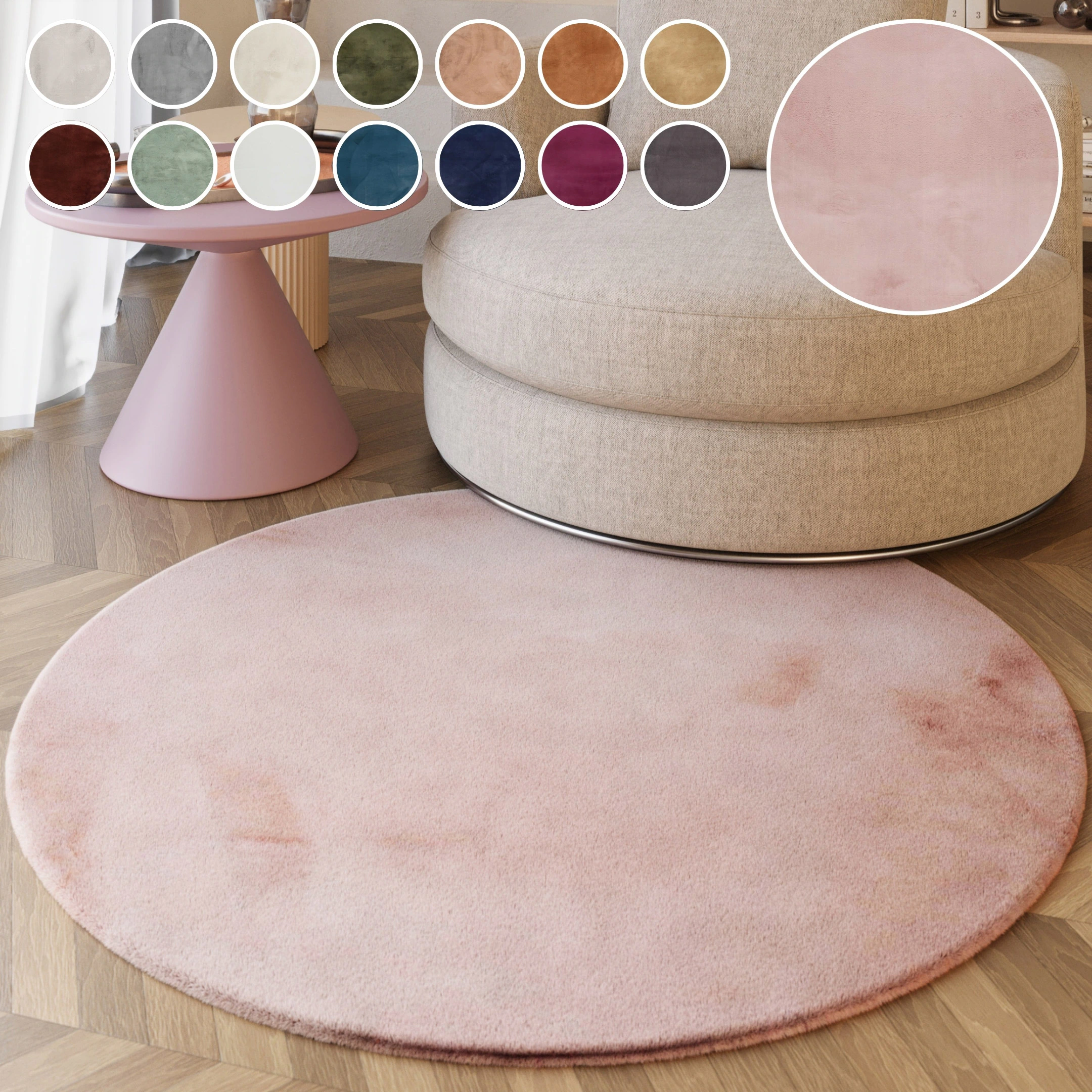 Esprit Hochflor-Teppich »Alice ESP-4377 Kunstfell«, rund, 25 mm Höhe, Kanin günstig online kaufen