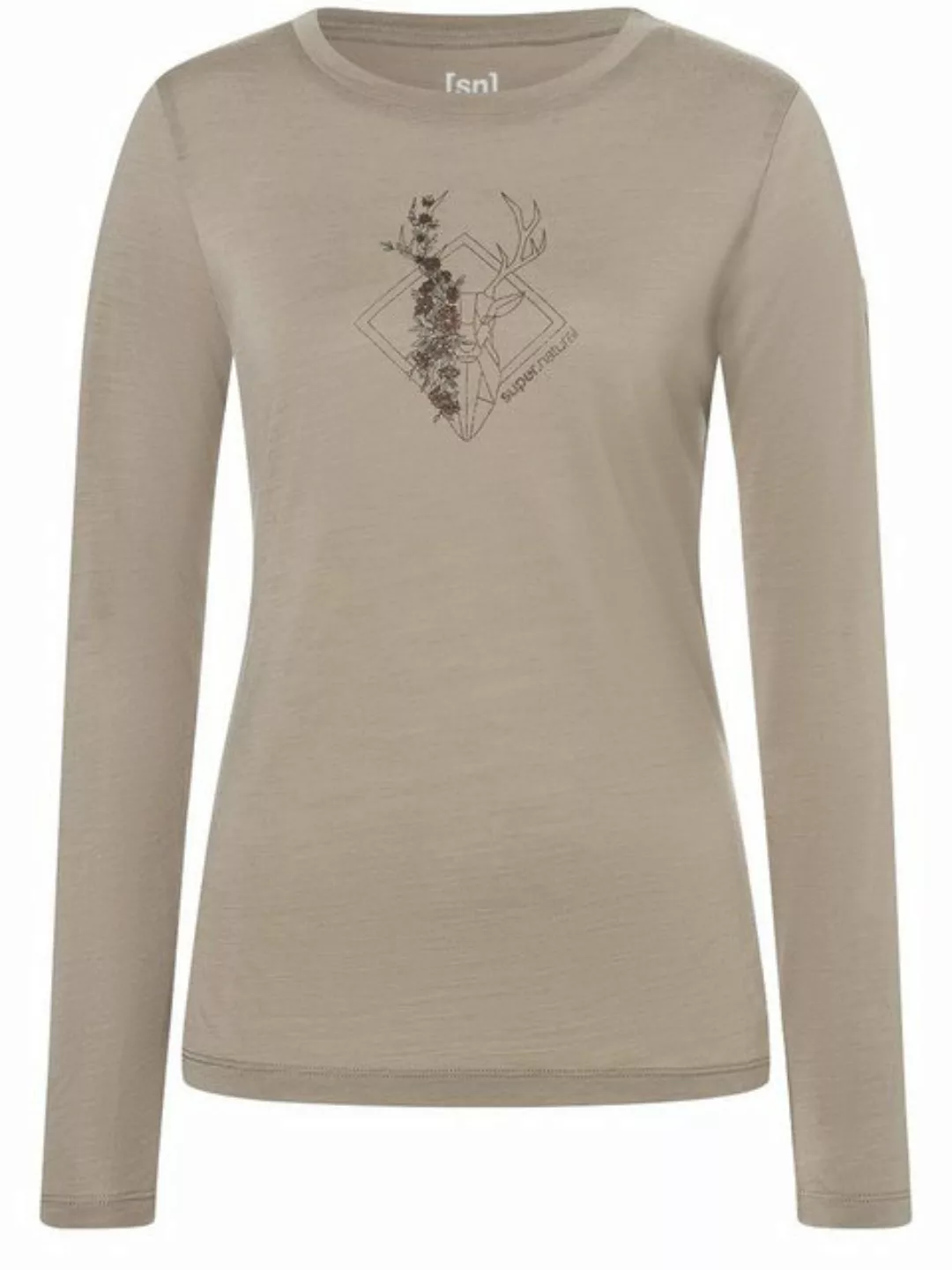 SUPER.NATURAL Sweatshirt für Damen, Merino DEER ART Tier Motiv günstig online kaufen