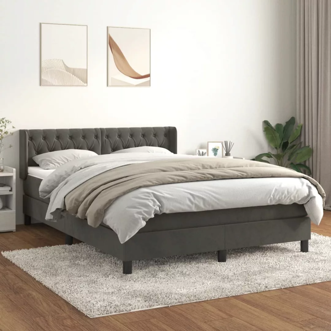 Vidaxl Boxspringbett Mit Matratze Dunkelgrau 140x200 Cm Samt günstig online kaufen