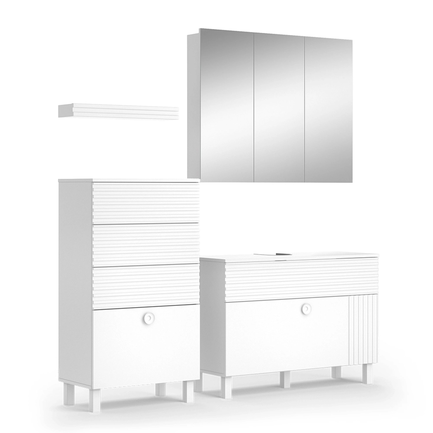 Vicco Badmöbel-Set Sola Weiß 3 Teile mit Midischrank günstig online kaufen