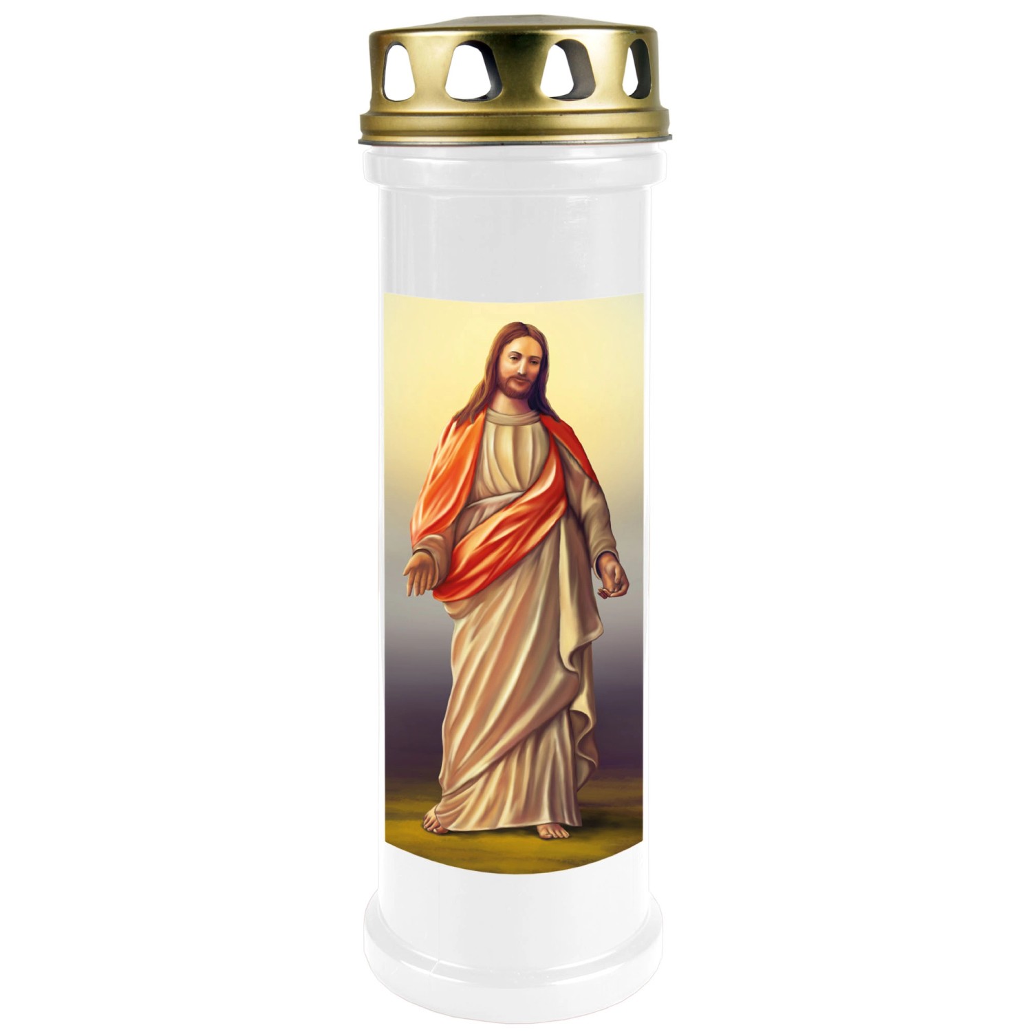 HS Candle Grabkerze Weiß 100h Deckel Gold Jesus 1 günstig online kaufen