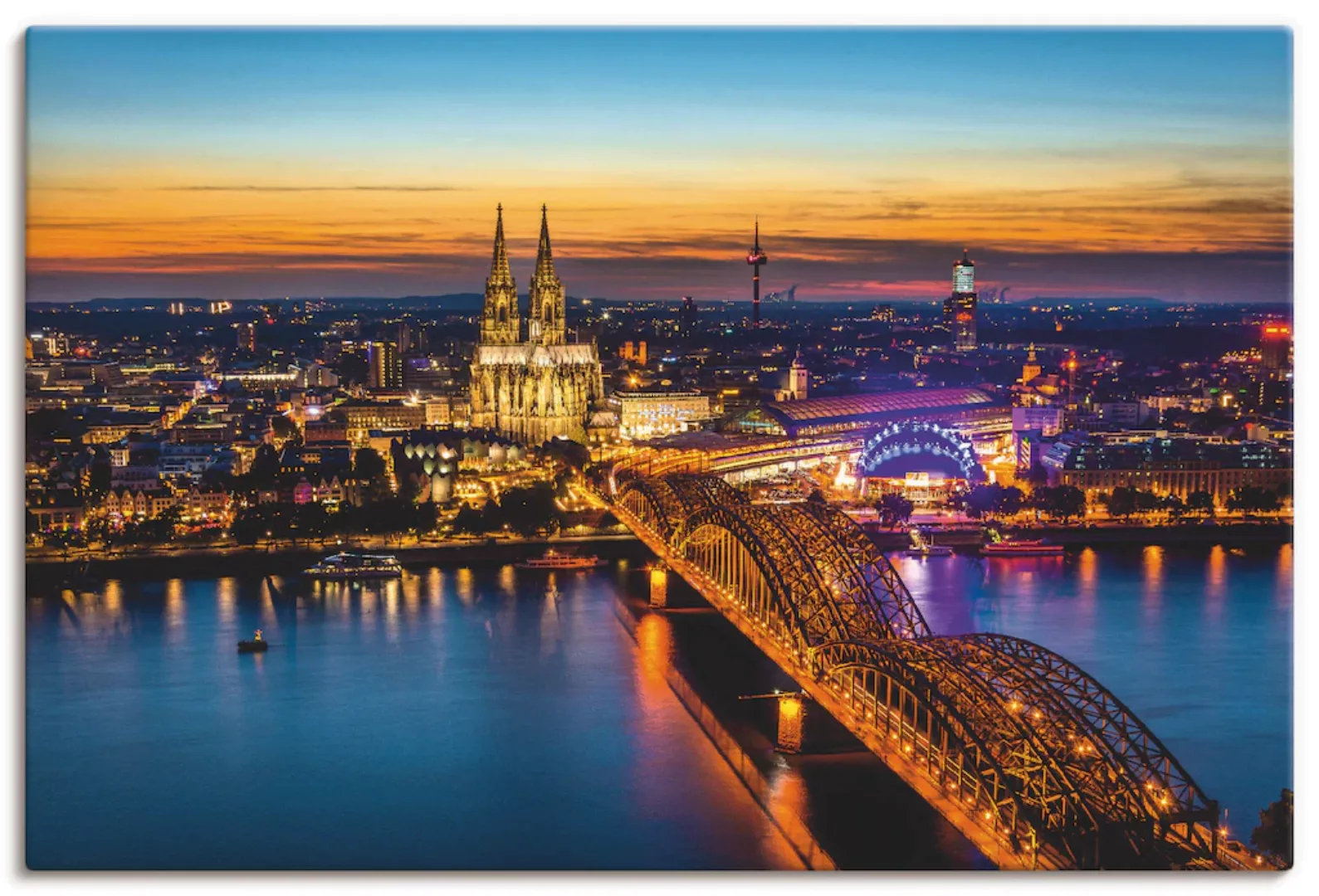Artland Leinwandbild "Erleuchtetes Köln von oben", Deutschland, (1 St.), au günstig online kaufen
