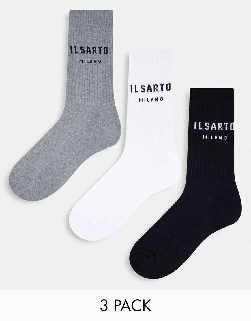 Il Sarto – Sportsocken mit Logo im 3er-Pack-Bunt günstig online kaufen