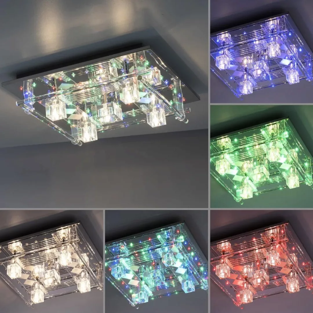 LED-Deckenleuchte Kemal 2.0, chrom mit RGB günstig online kaufen