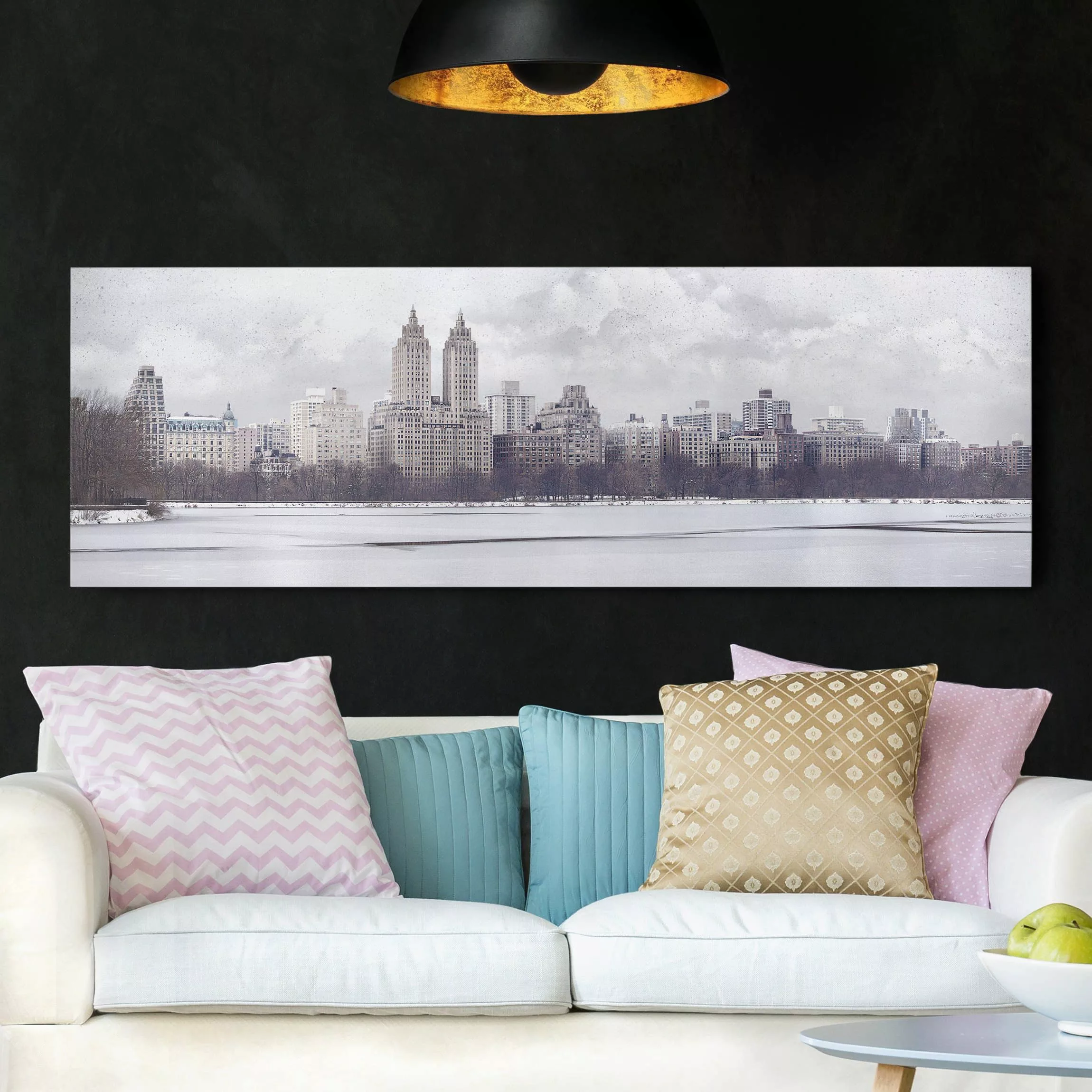 Leinwandbild New York - Panorama New York im Schnee günstig online kaufen