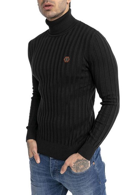 RedBridge Strickpullover Rollkragen Strickpullover mit Logopatch Schwarz XX günstig online kaufen