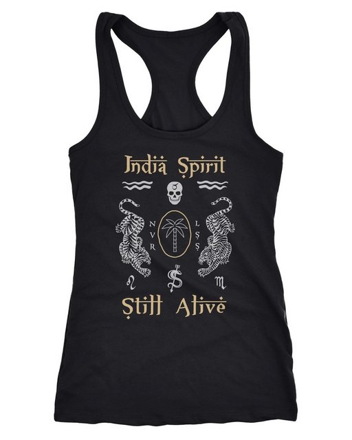 Neverless Tanktop Damen Tank-Top Tiger Motiv Totenkopf India Spirit Schrift günstig online kaufen