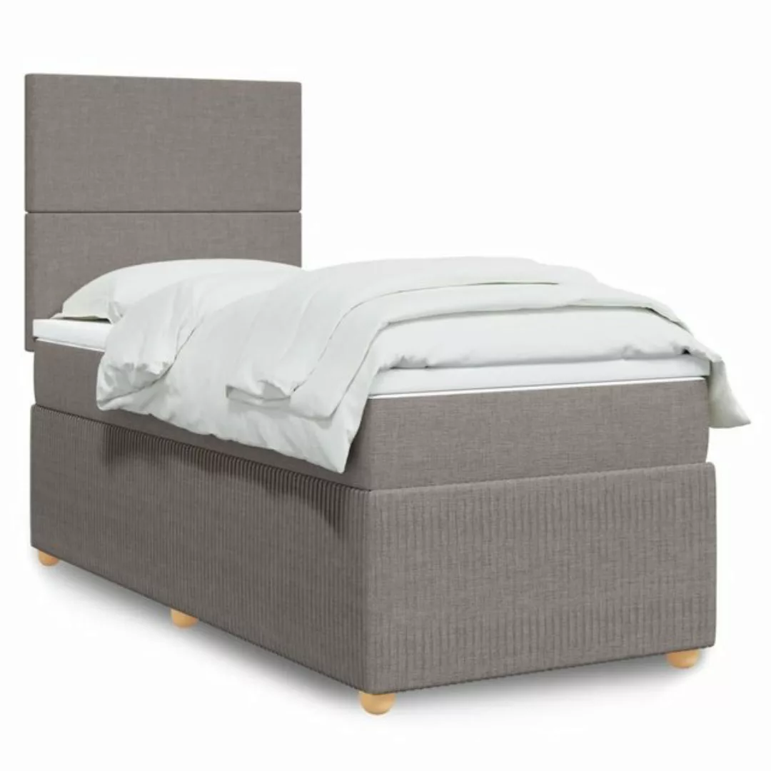 vidaXL Boxspringbett, Boxspringbett mit Matratze Taupe 100x200 cm Stoff günstig online kaufen