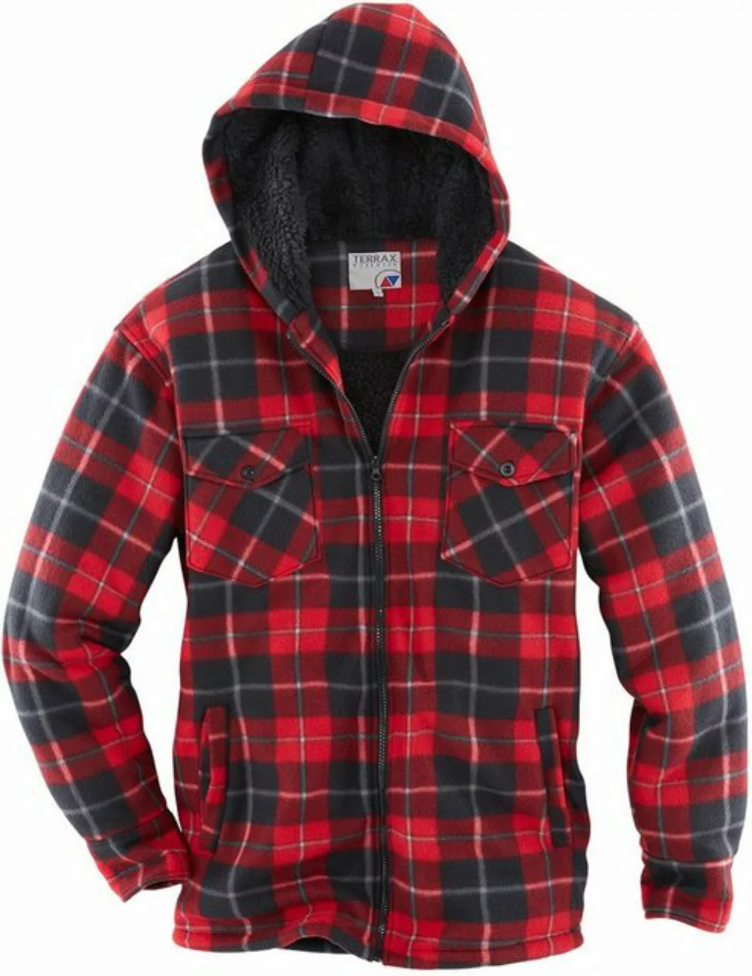 Terrax Workwear Funktionshemd Thermohemd mit Teddy schwarz/rot günstig online kaufen