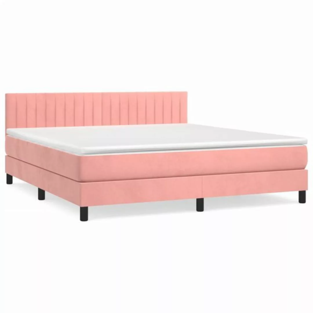 vidaXL Bettgestell Boxspringbett mit Matratze Rosa 160x200 cm Samt Bett Bet günstig online kaufen