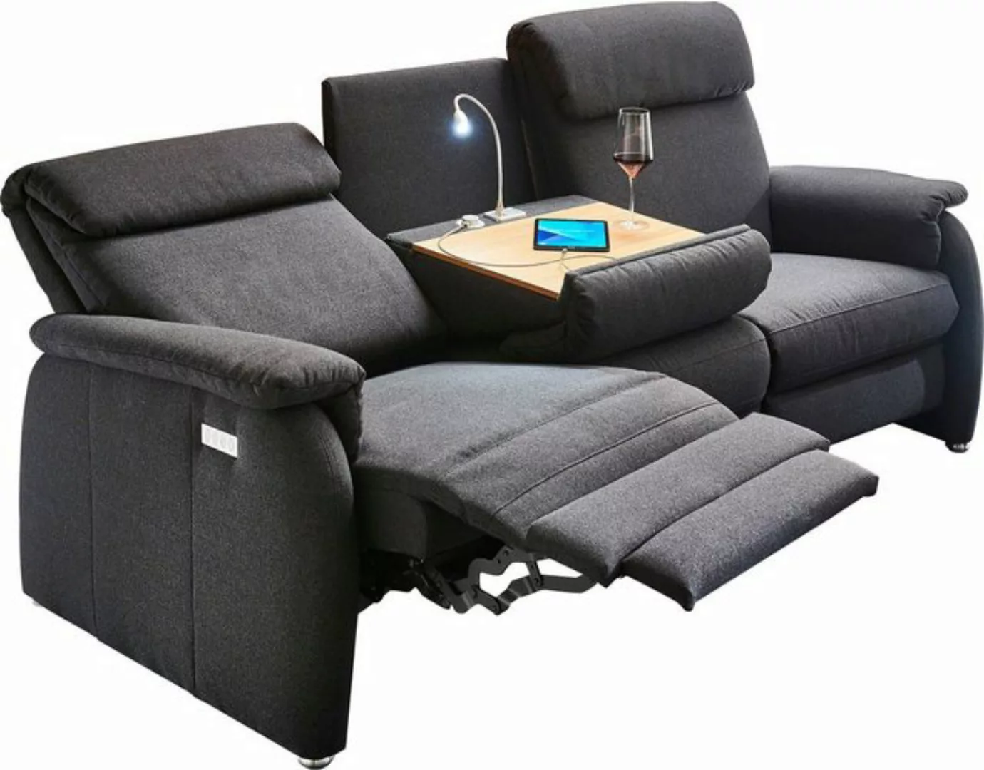 Home affaire Sofa Turin, mit motorischer Relaxfunktion, Tisch, Leuchte + US günstig online kaufen