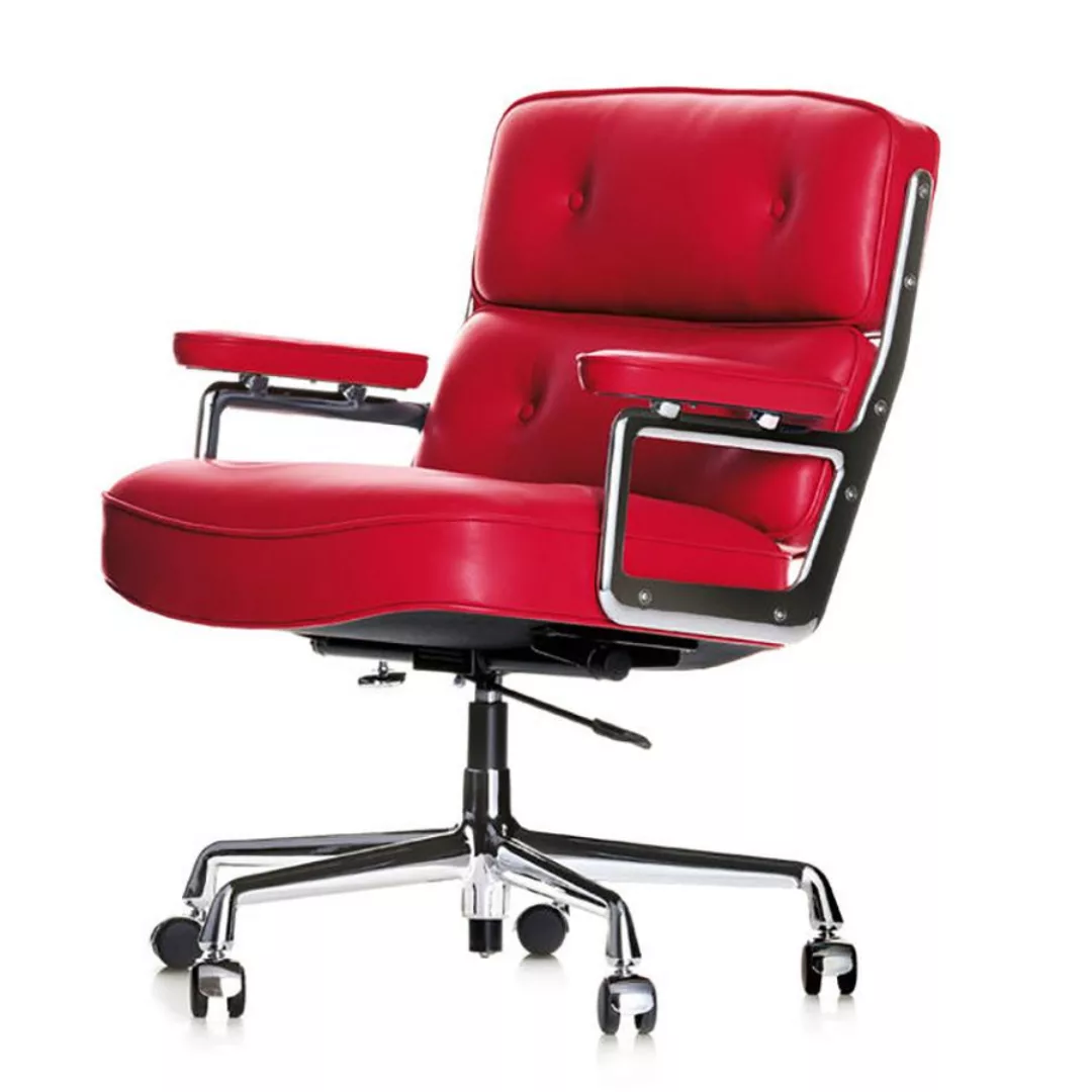 Vitra - ES 104 Eames Lobby Chair Bürostuhl - rot/Sitzfläche Leder /mit weic günstig online kaufen