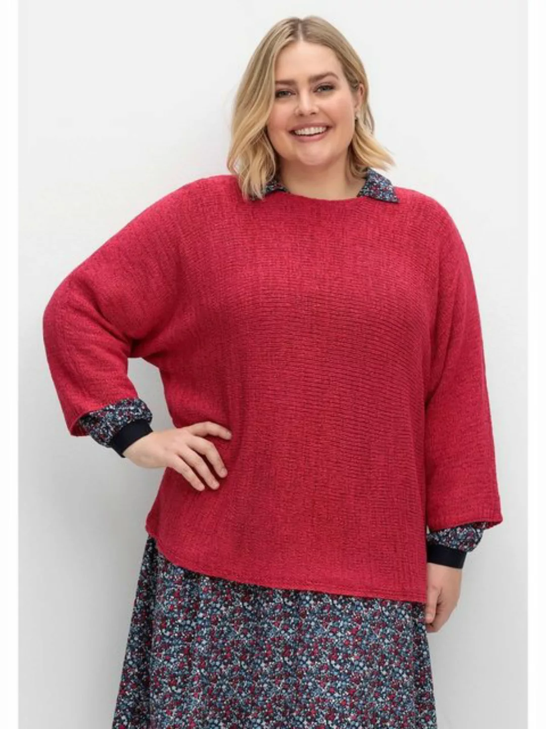 Sheego 3/4 Arm-Pullover "Große Größen", mit 3/4-Arm, aus Bändchengarn günstig online kaufen