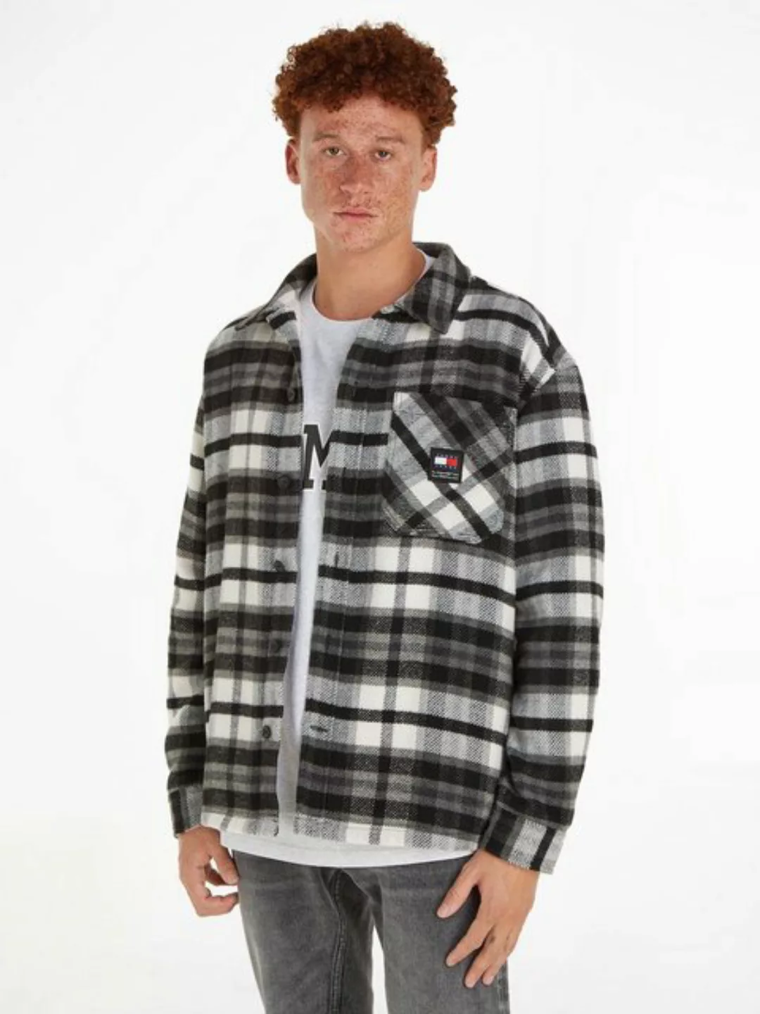 Tommy Jeans Fleecehemd TJM FLEECE LINED CHECK SHIRT EXT mit Streifenmuster günstig online kaufen
