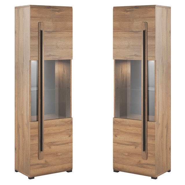 Lomadox Vitrine TURDA-83 nschrank Eiche Grandson Nb. mit LED Beleuchtung, B günstig online kaufen