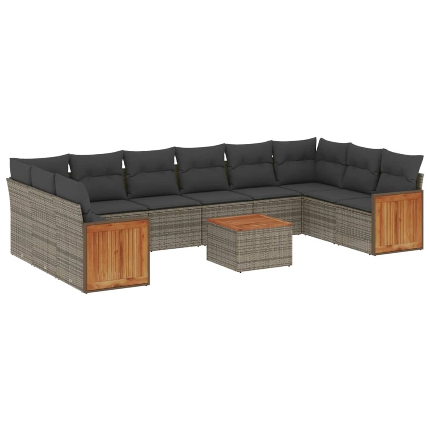 vidaXL 11-Tlg Garten-Sofagarnitur mit Kissen Grau Poly Rattan 3228013 günstig online kaufen