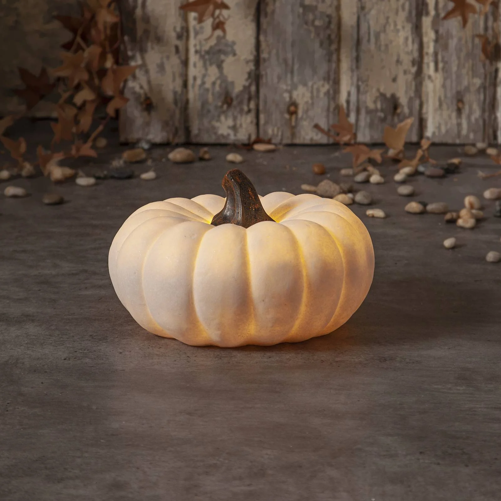 LED-Terrassenleuchte Sandy Pumpkin, Ø 20,5 cm, weiß Batterie günstig online kaufen