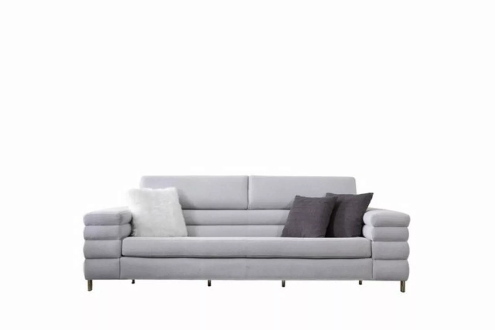 Xlmoebel 3-Sitzer Luxuriöses graues 3-Sitzer Sofa aus Holz für das Wohnzimm günstig online kaufen