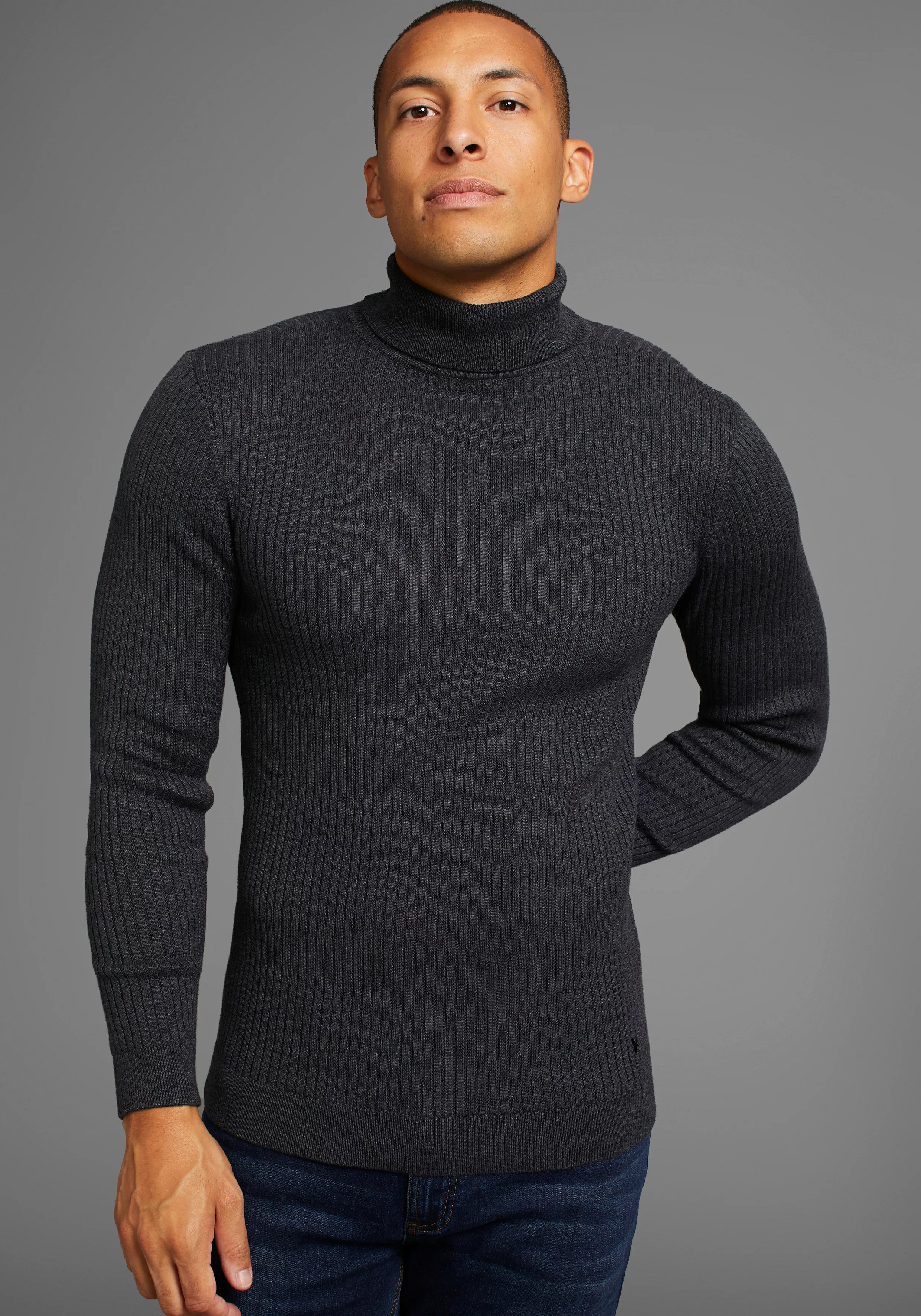 Bruno Banani Rollkragenpullover, in Rippenqualität günstig online kaufen