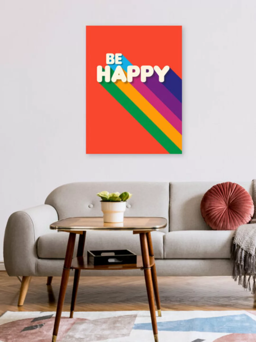 Poster / Leinwandbild - Be Happy günstig online kaufen