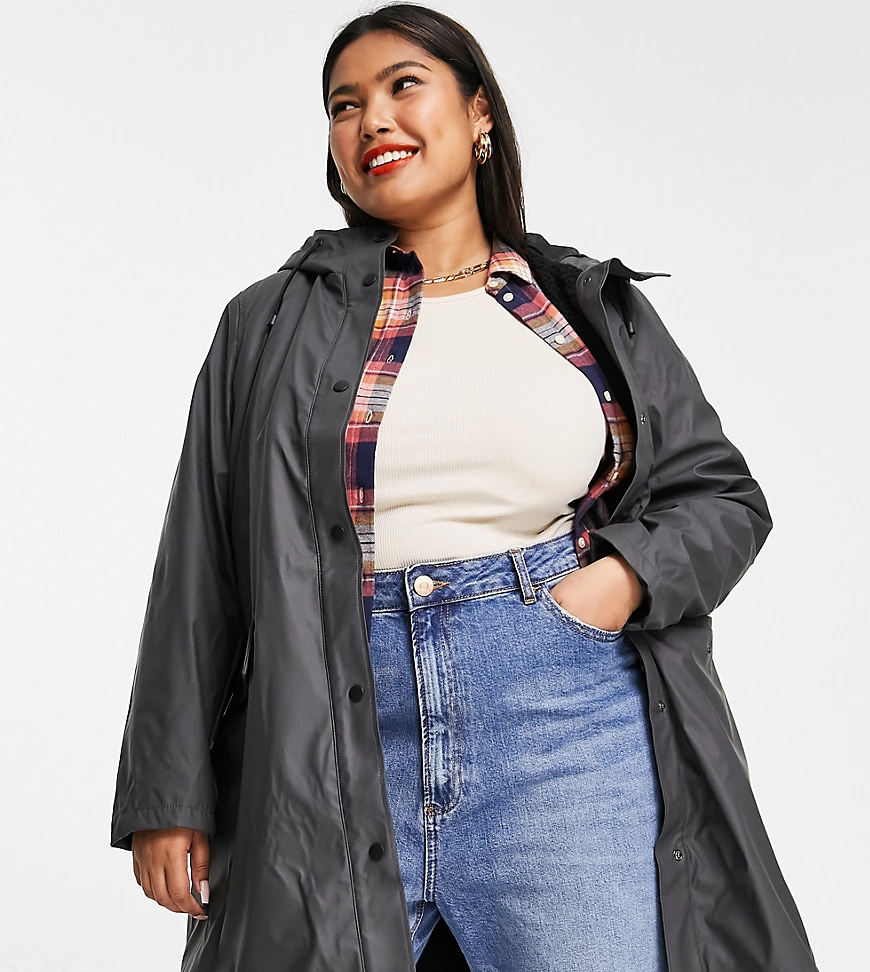 Vero Moda Curve – Regenmantel in Anthrazit-Grau günstig online kaufen