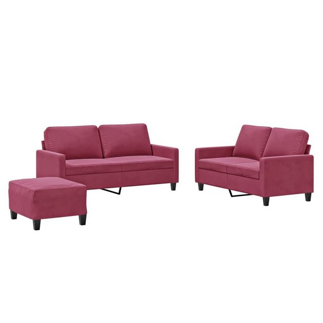 vidaXL Sofa 3-tlg. Sofagarnitur mit Kissen Weinrot Samt günstig online kaufen