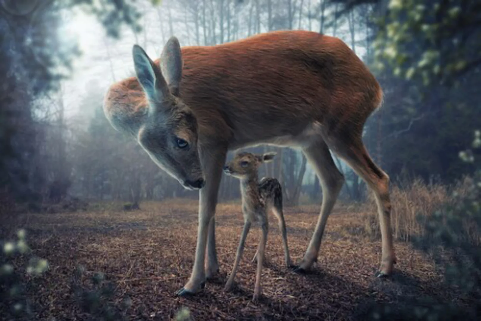 Papermoon Fototapete »Photo-Art JOHN WILHELM, MUTTER UND KITZ« günstig online kaufen