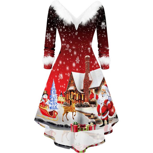 Truyuety Abendkleid Weihnachten Kleid, Langarm Cocktailkleider, V Nacken Kl günstig online kaufen