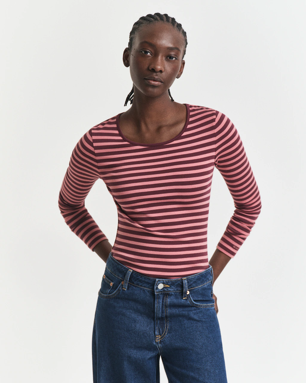 Gant Langarmshirt "SLIM STRIPED 1X1 RIBBED LS T-SHIRT" günstig online kaufen