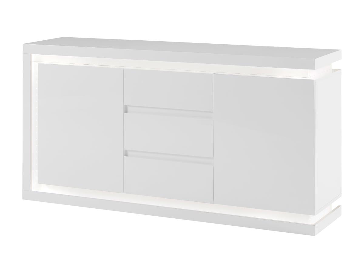 Sideboard mit 2 Türen & 3 Schubladen - Mit LED-Beleuchtung - MDF - Weiß lac günstig online kaufen