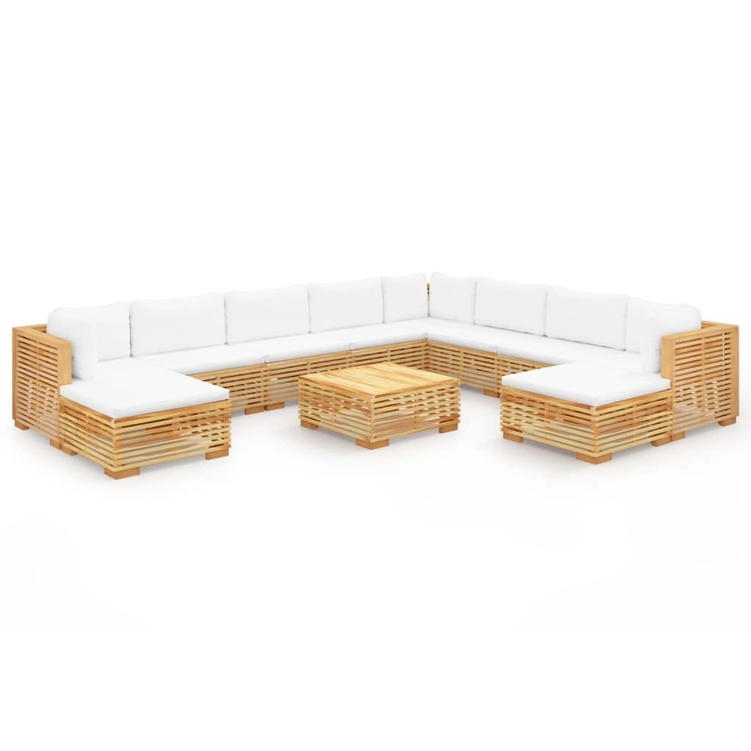 vidaXL 11-tlg Garten-Lounge-Set mit Kissen Massivholz Teak günstig online kaufen